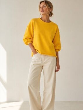 NWT Solid & Striped Cassidy Yellow Oversized Cotton Sweatshirt Small USA